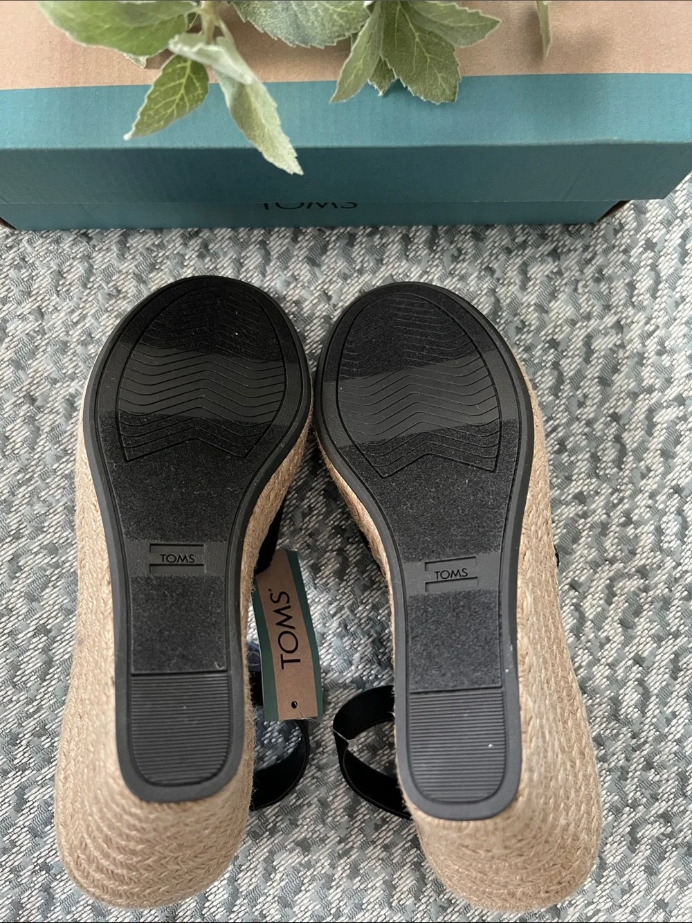 Tom’s Black Marisol Espadrille Wedge Sandals